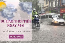 Dự báo thời tiết ngày mai 14/8/2022: Hà Nội mưa dông kéo dài, Đà Nẵng và TP HCM ngày nắng, chiều mưa