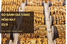 So sánh giá vàng hôm nay 23/8: Vàng trong nước giảm từ 30.000 đồng/lượng đến 100.000 đồng/lượng