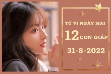 Tử vi ngày mai của 12 con giáp 31/8/2022: Tỵ tài lộc tăng nhanh, Mùi công việc thăng tiến