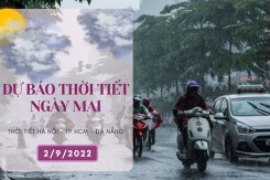 Dự báo thời tiết ngày mai 2/9/2022: Hà Nội mưa dông gián đoạn, Đà Nẵng và TP HCM vẫn có mưa vào dịp lễ Quốc khánh