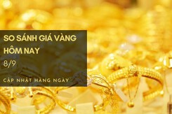 So sánh giá vàng hôm nay 8/9: Vàng SJC tăng trở lại 300.000 đồng/lượng