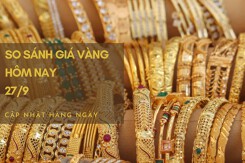 So sánh giá vàng hôm nay 27/9: Vàng SJC tiếp tục giảm hơn 400.000 đồng/lượng