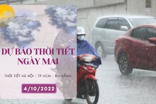 Dự báo thời tiết ngày mai 4/10/2022: Hà Nội sáng mưa to, Đà Nẵng và TP HCM chiều mưa dông