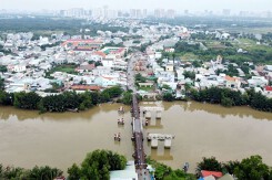 Toàn cảnh cầu Long Kiểng đang tái khởi động ở Nhà Bè