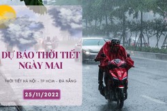 Dự báo thời tiết ngày mai 25/11/2022: Hà Nội có mưa, Đà Nẵng, TP HCM vẫn còn mưa, trưa chiều hửng nắng