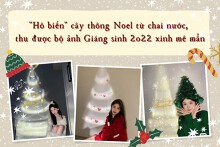 ‘Hô biến’ cây thông Noel từ chai nước, thu được bộ ảnh Giáng sinh 2022 xinh mê mẩn
