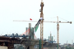 Cầu Vĩnh Phú nối Vĩnh Phúc - Phú Thọ đã hoàn thành 75%
