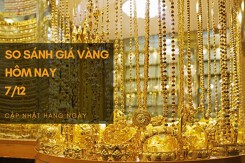 So sánh giá vàng hôm nay 7/12: Vàng 24K biến động trái chiều từ 100.000 đồng/lượng đến 230.000 đồng/lượng