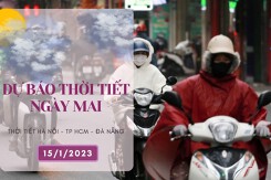 Dự báo thời tiết ngày mai 15/1/2023: Hà Nội chuyển rét đậm, Đà Nẵng có thể mưa về đêm, TP HCM trời se lạnh