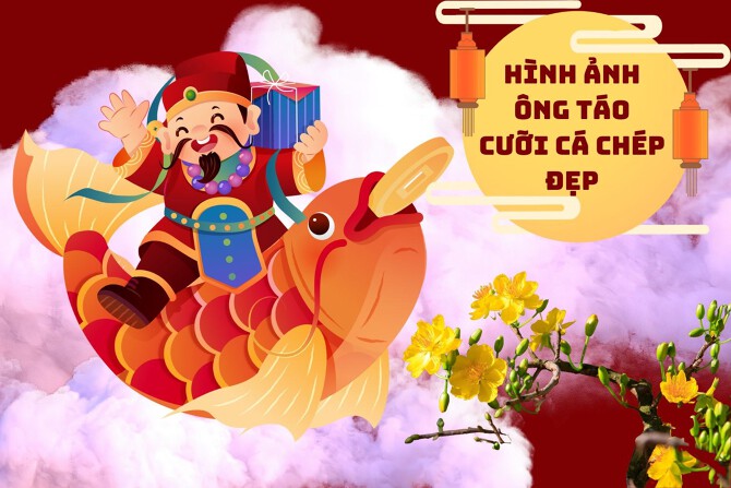 hình ảnh ông Táo cưỡi cá chép