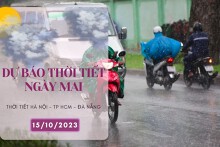 Dự báo thời tiết ngày mai 15/10/2023: Hà Nội se lạnh, Đà Nẵng tiếp diễn mưa rất to, TP HCM có mưa to vào buổi tối