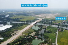 Hình ảnh cầu và đường đang xây qua sông Sặt vào KCN Phúc Điền ở Hải Dương