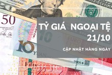 Tỷ giá ngoại tệ hôm nay 21/10: Thay đổi theo chiều hướng giảm