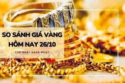 So sánh giá vàng hôm nay 26/10: Vàng SJC giao dịch dưới mốc 70,5 triệu đồng/lượng