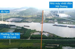Toàn cảnh vị trí quy hoạch xây cầu vượt sông Kinh Thầy nối TP Chí Linh với TX Kinh Môn, Hải Dương