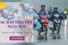 Dự báo thời tiết ngày mai 1/11/2023: Hà Nội mưa vài nơi, Đà Nẵng vẫn có mưa rất to, TP HCM trưa chiều trời nắng