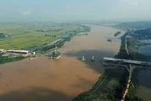 Hình ảnh cầu Đồng Việt nối Bắc Giang - Hải Dương sau hơn một năm khởi công