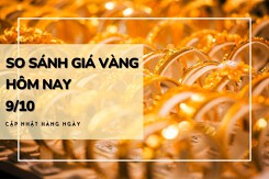 So sánh giá vàng hôm nay 9/10: Vàng SJC tăng mạnh đến 550.000 đồng/lượng