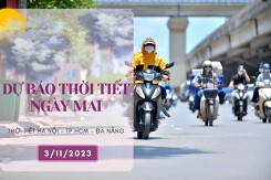 Dự báo thời tiết ngày mai 3/11/2023: Hà Nội và TP HCM ngày nắng, Đà Nẵng vẫn mưa