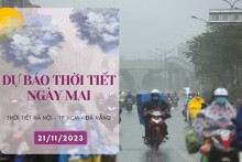 Dự báo thời tiết ngày mai 21/11/2023: Hà Nội sáng trời rét, trưa chiều có nắng, Đà Nẵng mưa nhỏ vài nơi về đêm, TP HCM nắng nhiều