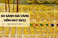 So sánh giá vàng hôm nay 20/11: Vàng SJC biến động trái chiều tại các hệ thống