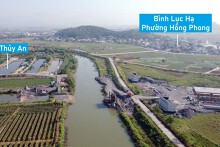 Hình ảnh cầu vượt sông Đạm Thủy ở thị xã Đông Triều, Quảng Ninh đang xây dựng