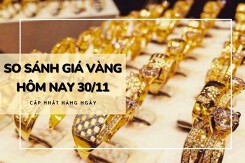 So sánh giá vàng hôm nay 30/11: Vàng SJC ngừng tăng, giảm mạnh trở lại đến 1 triệu đồng/lượng
