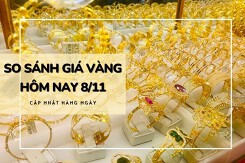 So sánh giá vàng hôm nay 8/11: Vàng SJC bất ngờ tăng mạnh đến 700.000 đồng/lượng