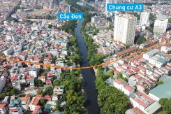 Toàn cảnh vị trí quy hoạch xây cầu vượt sông Nhuệ nối phường Phúc La - Hà Cầu, Hà Đông, Hà Nội