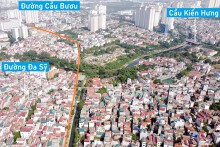 Toàn cảnh vị trí quy hoạch xây cầu vượt sông Nhuệ nối phường Phúc La - Kiến Hưng, Hà Đông, Hà Nội