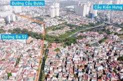 Toàn cảnh vị trí quy hoạch xây cầu vượt sông Nhuệ nối phường Phúc La - Kiến Hưng, Hà Đông, Hà Nội