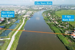 Toàn cảnh vị trí quy hoạch xây cầu đường sắt vượt sông Đáy nối Ý Yên, Nam Định với Yên Khánh, Ninh Bình