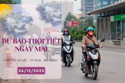 Dự báo thời tiết ngày mai 26/12/2023: Hà Nội ít mây, rét đậm, Đà Nẵng mưa giảm dần, TP HCM vẫn nhiều nắng