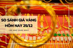 So sánh giá vàng hôm nay 25/12: Vàng SJC lên mốc 77,4 triệu đồng/lượng tại phiên trưa đầu tuần