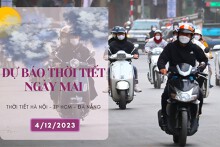 Dự báo thời tiết ngày mai 4/12/2023: Hà Nội tiếp tục mưa rét, Đà Nẵng không có mưa lớn, TP HCM mưa rào rải rác