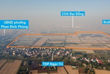 Toàn cảnh vị trí dự kiến quy hoạch CCN Phan Đình Phùng 140 ha ở Mỹ Hào, Hưng Yên
