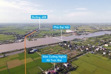 Toàn cảnh vị trí dự kiến quy hoạch cầu Đại Nội vượt sông Ninh Cơ gần phà Đại Nội, Trực Ninh, Nam Định