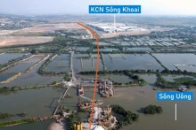 Hình ảnh cầu vượt sông Uông nối TP Uông Bí - TX Quảng Yên, Quảng Ninh đang xây dựng
