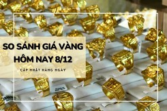So sánh giá vàng hôm nay 8/12: Vàng SJC đồng loạt giảm ở chiều bán ra