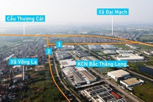 Vị trí thực tế sắp làm ba đường kết nối KCN Bắc Thăng Long, Hà Nội