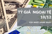 Tỷ giá ngoại tệ ngày 10/12: Tỷ giá USD, euro, yen Nhật, bảng Anh, đô la Úc tuần qua