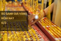 So sánh giá vàng hôm nay 13/2: Vàng SJC giảm 100.000 đồng/lượng trong phiên trưa đầu tuần