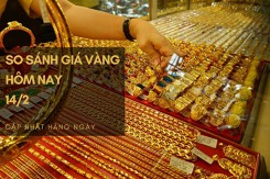 So sánh giá vàng hôm nay 14/2: Vàng 24K giảm thêm 150.000 đồng/lượng