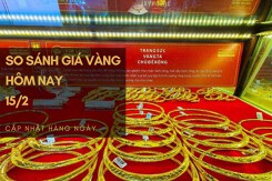 So sánh giá vàng hôm nay 15/2: Vàng SJC lùi sát về mốc 67 triệu đồng/lượng