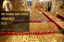 So sánh giá vàng hôm nay 17/2: Vàng SJC giảm 100.000 đồng/lượng