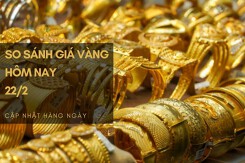 So sánh giá vàng hôm nay 22/2: Vàng SJC giảm từ 50.000 đồng/lượng đến 100.000 đồng/lượng