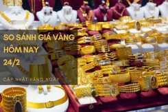 So sánh giá vàng hôm nay 24/2: Vàng SJC giảm nhẹ từ 40.000 đồng/lượng đến 100.000 đồng/lượng