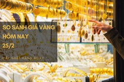 So sánh giá vàng hôm nay 25/2: Vàng 24K tiếp tục giảm tới 300.000 đồng/lượng phiên cuối tuần