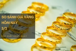 So sánh giá vàng hôm nay 3/2: Vàng trong nước xoay chiều giảm, có nơi giảm tới 350.000 đồng/lượng