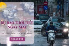 Dự báo thời tiết ngày mai 2/3/2023: Hà Nội tăng nhiệt, Đà Nẵng mưa rét về sáng và đêm, TP HCM vẫn nắng